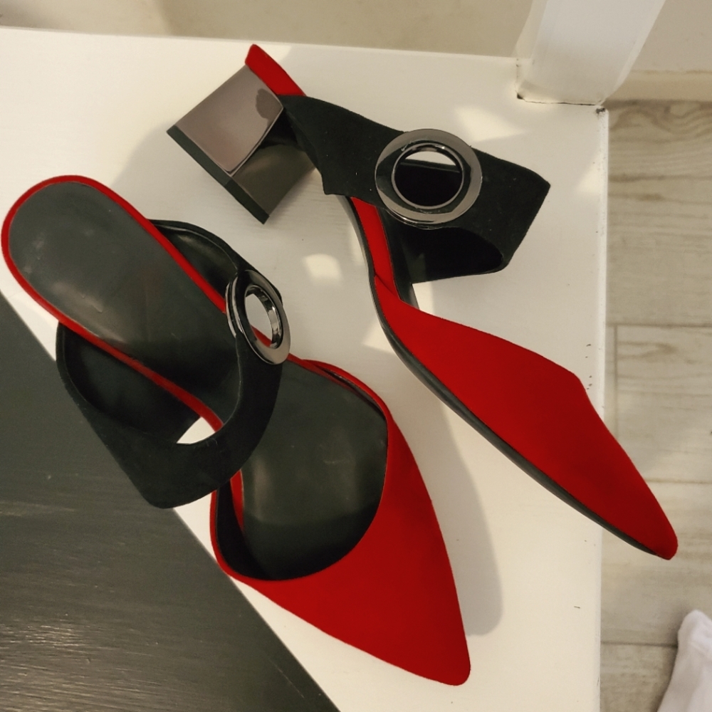 Metallic Heel Mules